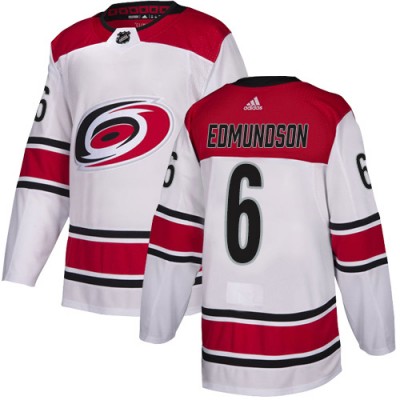 Adidas Carolina Hurricanes #6 Joel Edmundson White Road Authentic Stitched NHL Jersey Men's